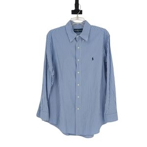 Men Ralph Lauren Striped Button Down Shirt Blue White 16.5 32/33